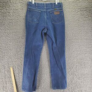 Wrangler Jeans Mens 34x32 Blue 100% Cotton Denim Cowboy Bootcut 945NAV